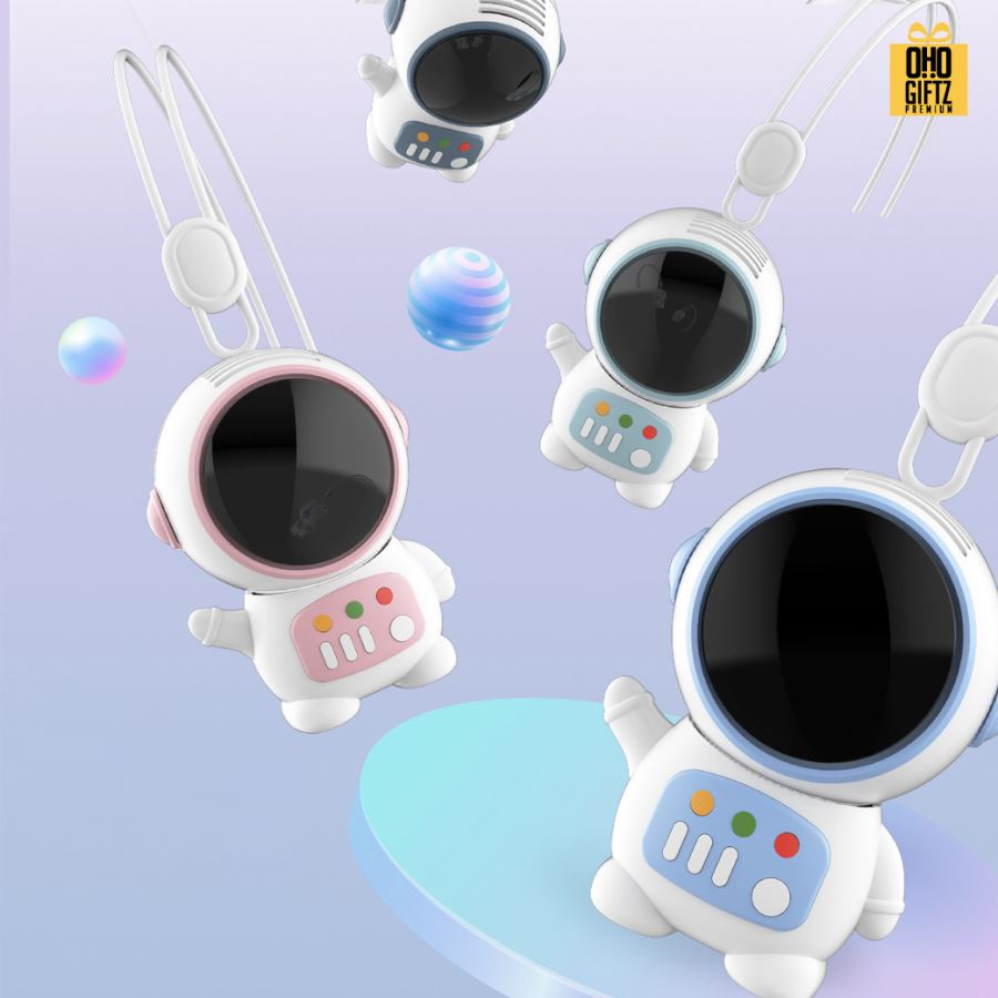 พัดลมห้อยคอมนุษย์อวกาศ สกรีนโลโก้ ทำเป็นของพรีเมี่ยม