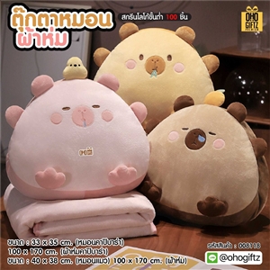 ตุ๊กตาหมอนผ้าห่ม สกรีนโลโก้ ติดลาเบล ทำเป็นของพรีเมี่ยมได้