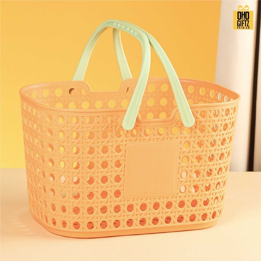 ตะกร้าใส่ของพลาสติก PP สกรีนโลโก้ ทำเป็นของพรีเมี่ยม 