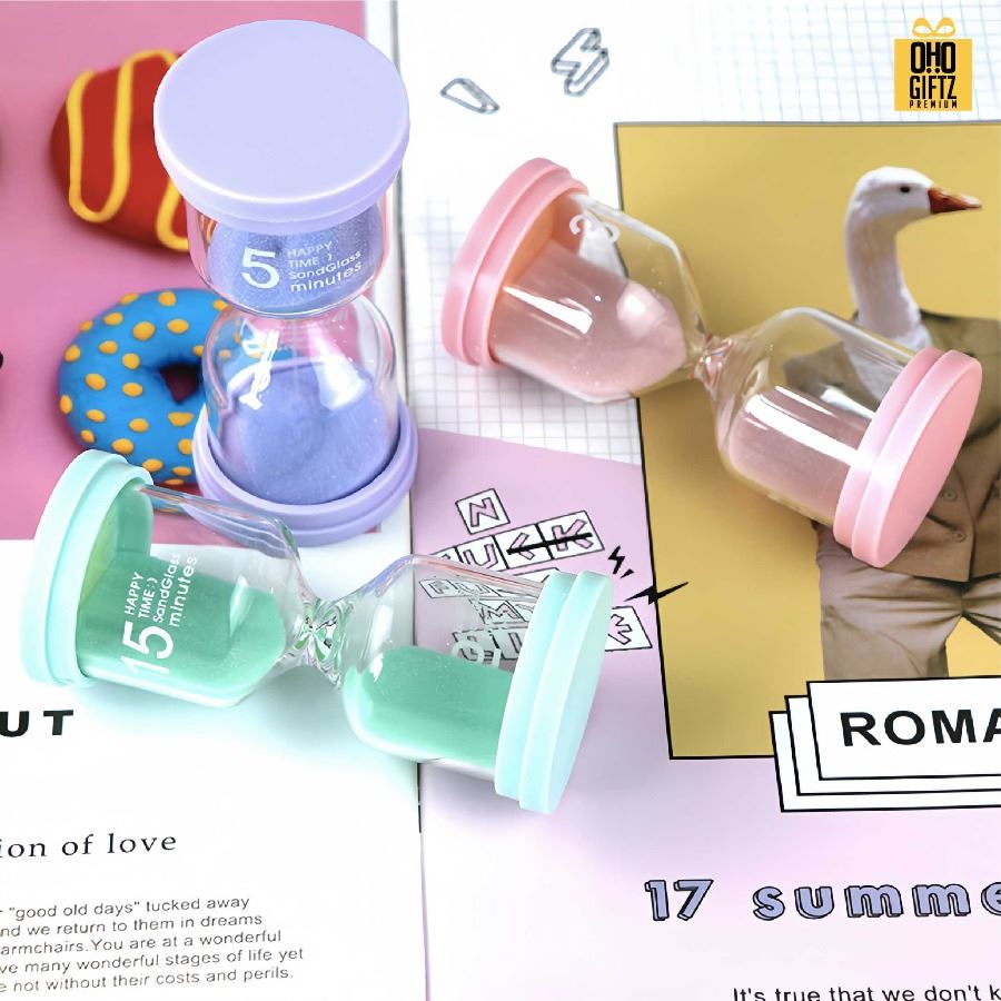 นาฬิกาทราย มีหลายเวลาให้เลือก สกรีนชื่อ สกรีนโลโก้ ทำเป็นของพรีเมี่ยมได้ 