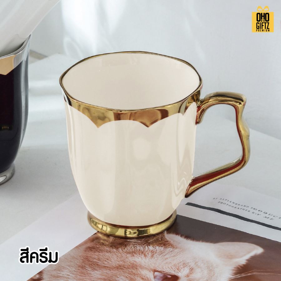 แก้วกาแฟเซรามิคสุดหรู สกรีนชื่อ สกรีนโลโก้ ทำเป็นของพรีเมี่ยมได้