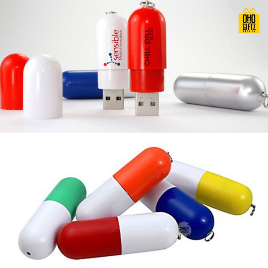 แฟลชไดร์ฟแคปซูลเม็ดยา สกรีนโลโก้ สกรีนชื่อร้าน ทำเป็นของพรีเมี่ยมได้