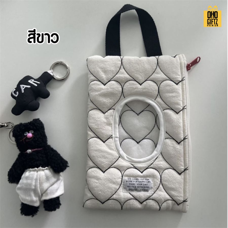 ถุงผ้าแขวนใส่ซองทิชชู่เปียก สกรีนโลโก้ ทำเป็นของพรีเมี่ยม ของชำร่วยได้