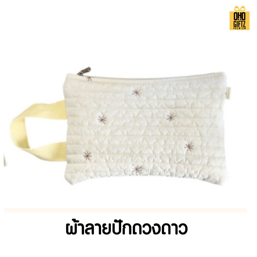 ถุงผ้าแขวนใส่ซองทิชชู่เปียก สกรีนโลโก้ ทำเป็นของพรีเมี่ยม ของชำร่วยได้