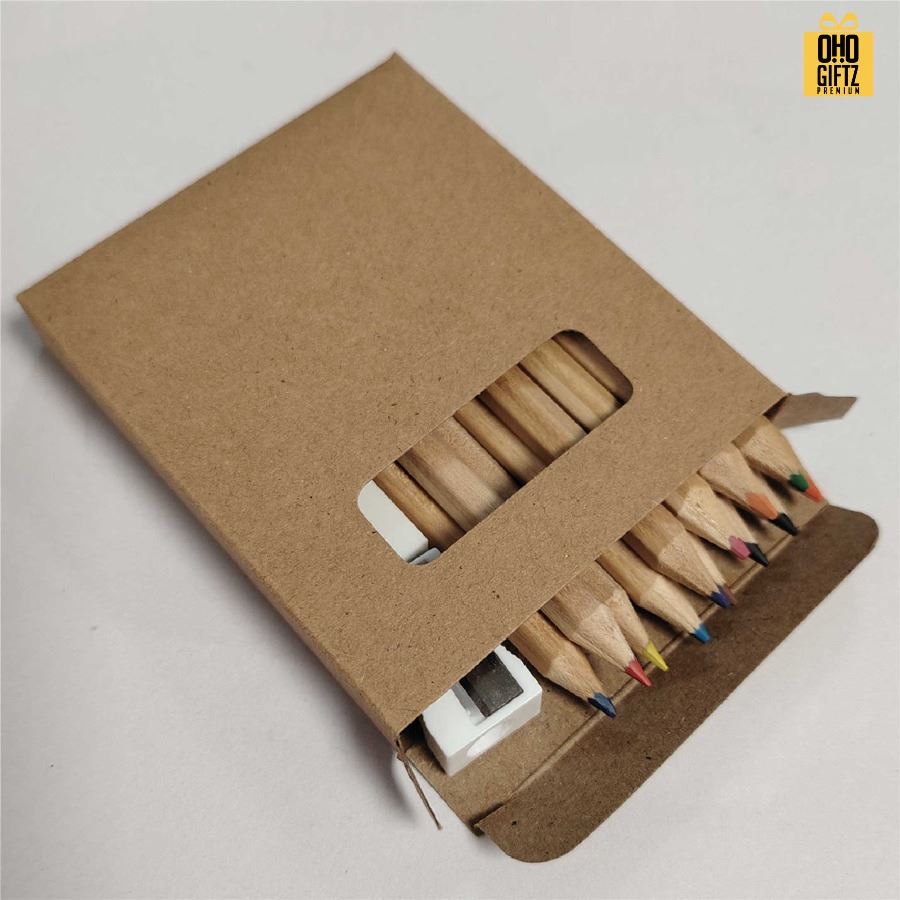 ชุดเซ็ทดินสอสีพร้อมเหลากบและยางลบ สกรีนโลโก้ ทำเป็นของพรีเมี่ยม ของชำร่วย