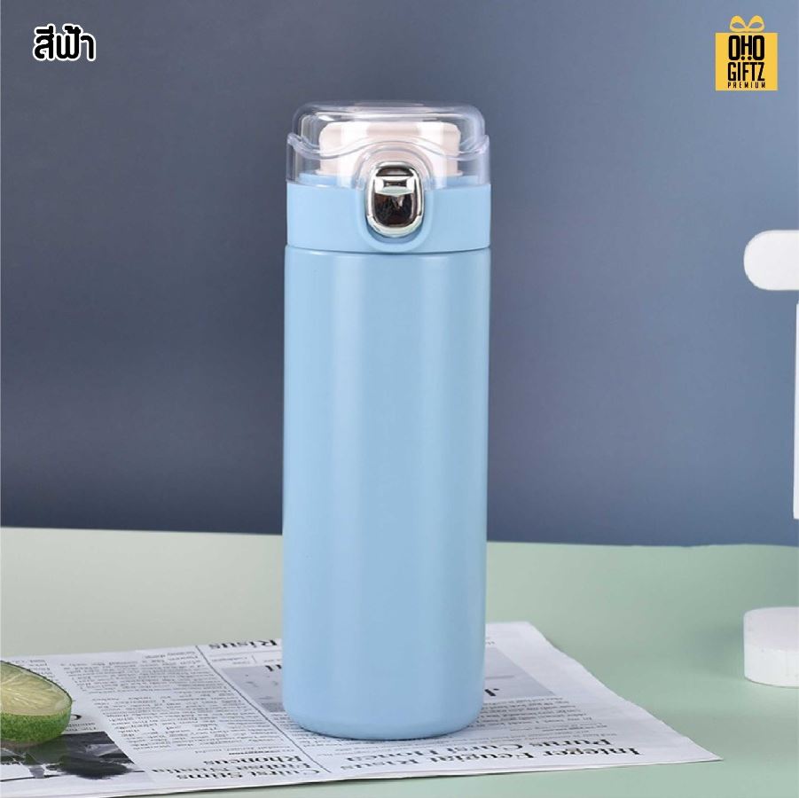 กระบอกสแตนเลสฝาใส สกรีนโลโก้ ทำเป็นของพรีเมี่ยมได้