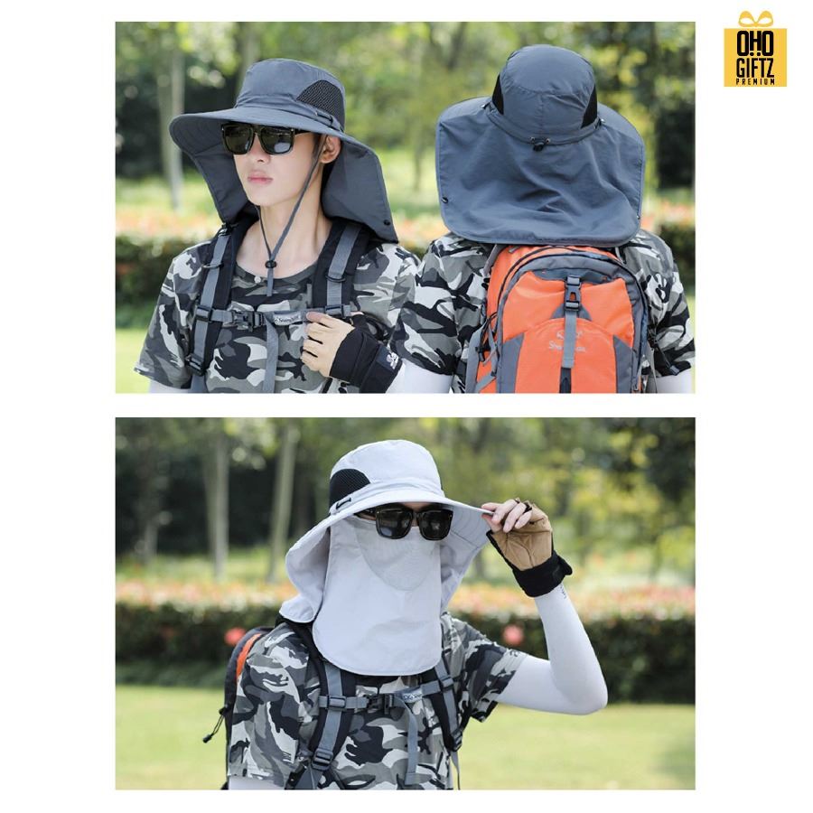 หมวกบังแดดปิดหน้า ราคาถูกสกรีนโลโก้ ทำเป็นของพรีเมี่ยม ของที่ระลึกได้