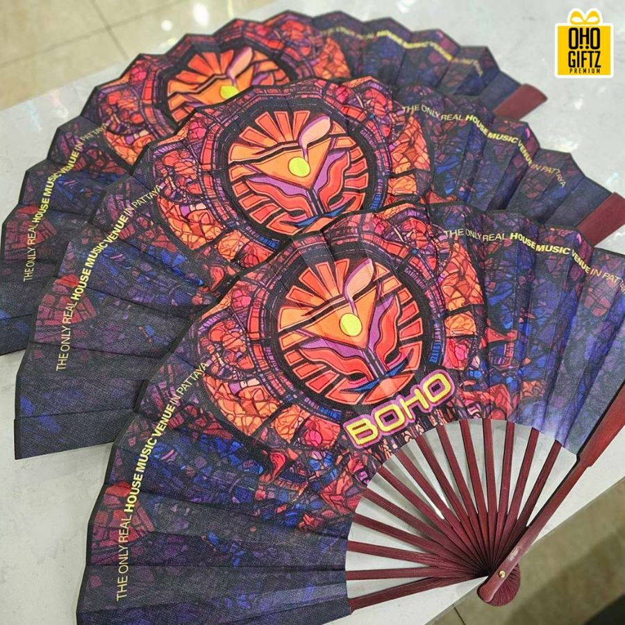 พัดจีน สกรีนภาพ ทำเป็นสินค้าพรีเมี่ยม ของชำร่วย ของที่ระลึก