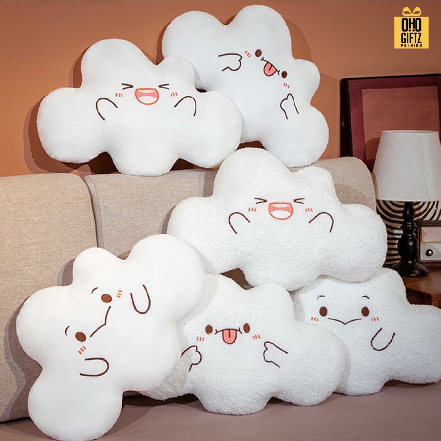 หมอนอิงเมฆยิ้ม สกรีนโลโก้ ทำเป็นของพรีเมี่ยมได้ 