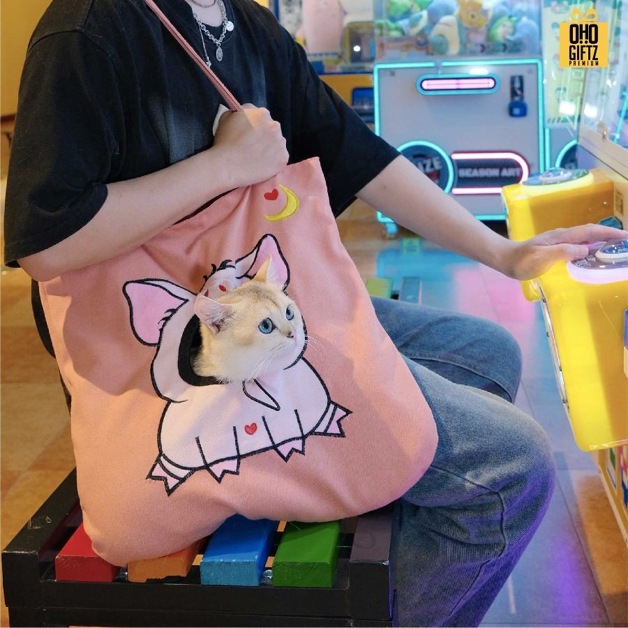 กระเป๋าสะพายใส่สัตว์เลี้ยง สกรีนโลโก้ ทำเป็นของพรีเมี่ยมได้