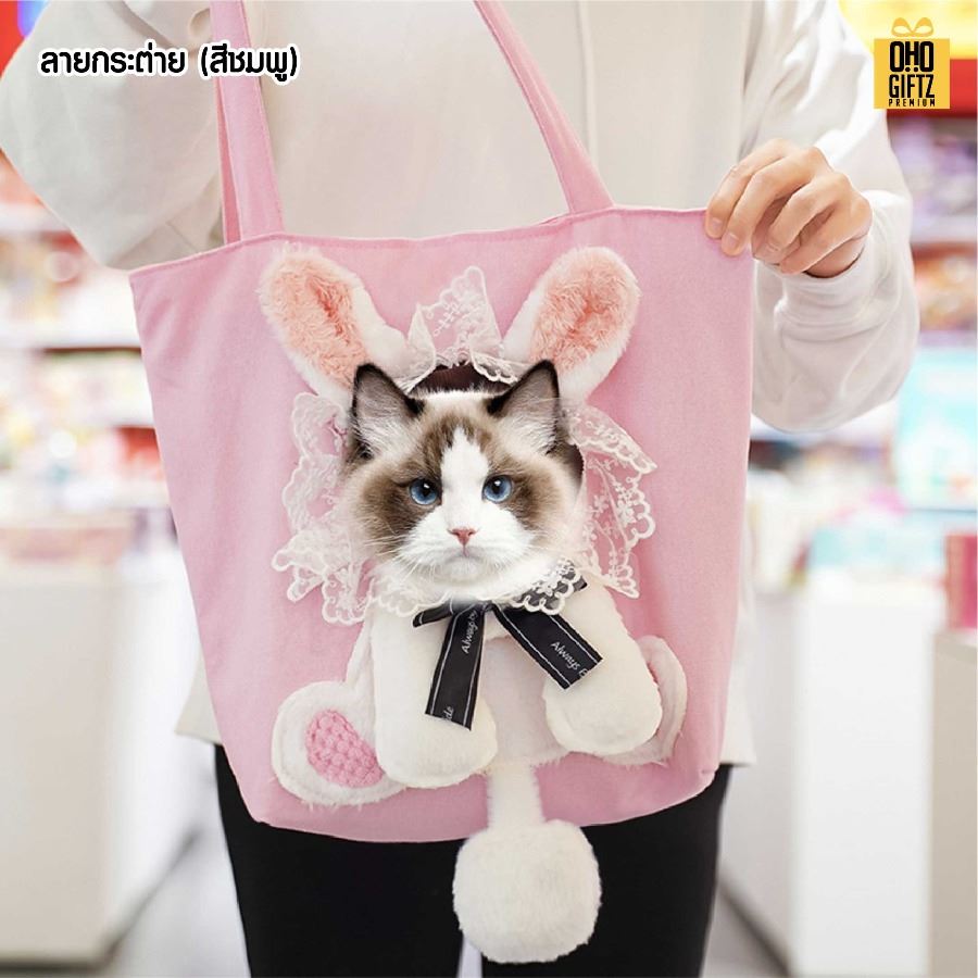 กระเป๋าสะพายใส่สัตว์เลี้ยง สกรีนโลโก้ ทำเป็นของพรีเมี่ยมได้