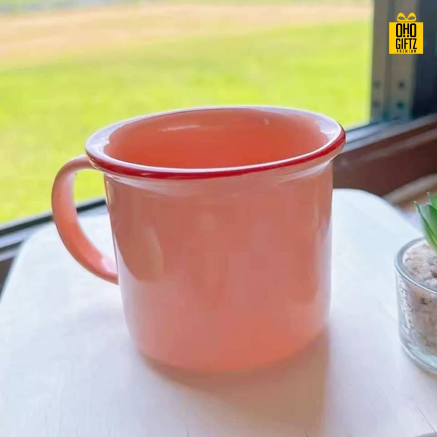 แก้วเซรามิคสไตล์เรโทร สกรีนชื่อ สกรีนโลโก้ ทำเป็นของพรีเมี่ยมได้