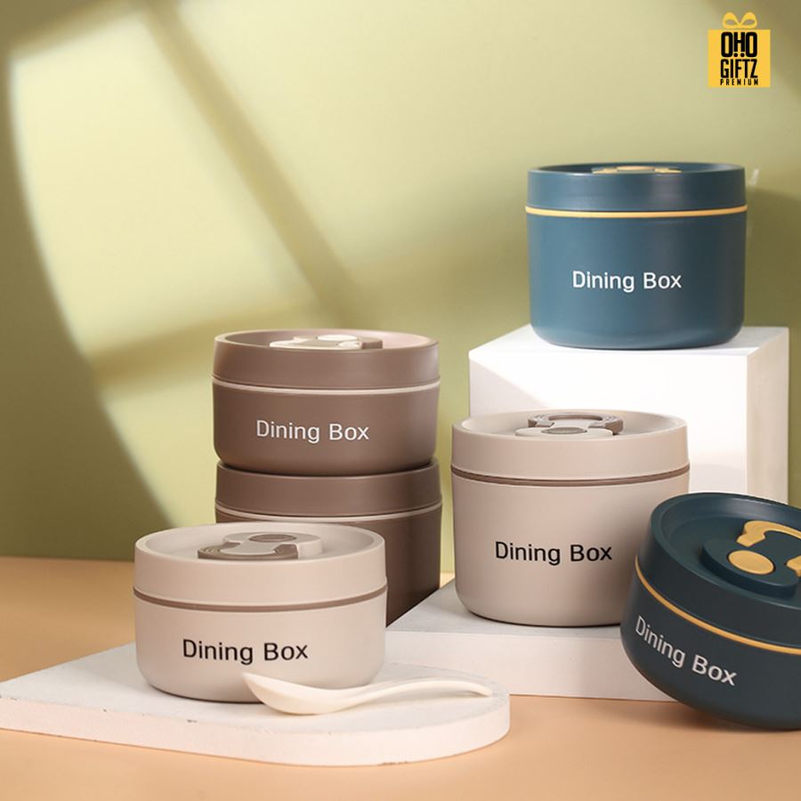 กล่องสแตนเลสใส่อาหาร สกรีนโลโก้  ทำเป็นของพรีเมี่ยมได้