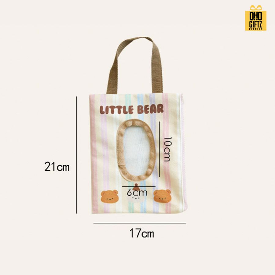 กระเป๋าผ้าใส่กล่องทิชชู่เปียกแบบแขวน น่ารัก สกรีนโลโก้ ทำเป็นของพรีเมี่ยมได้