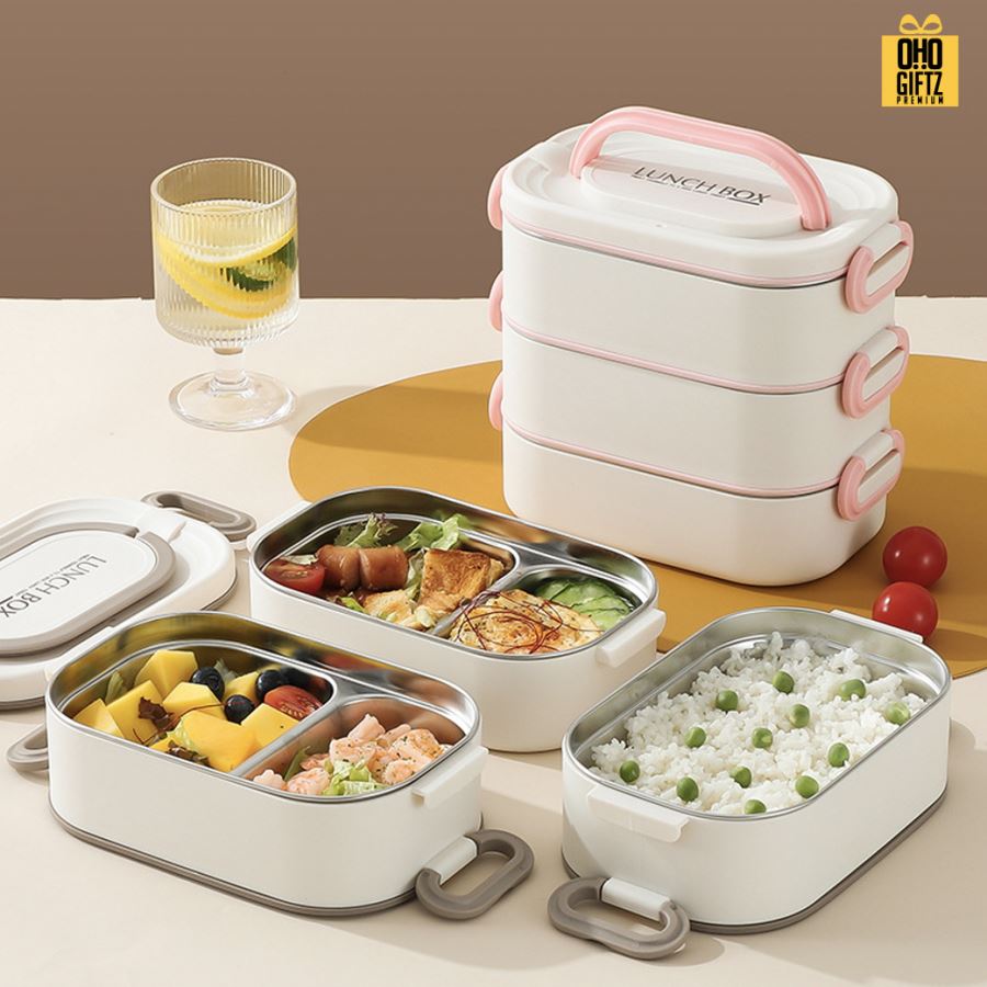 กล่องอาหารสแตนเลส 304 Food grade สกรีนโลโก้ ทำเป็นของพรีเมี่ยมได้