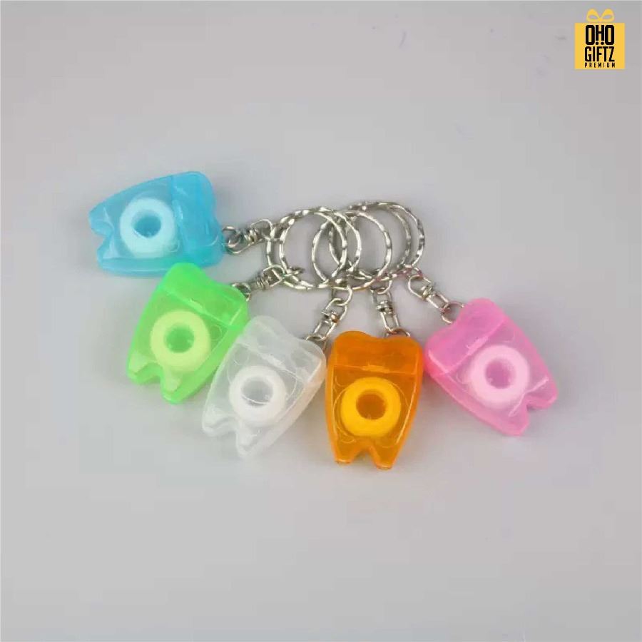 พวงกุญแจไหมขัดฟันพกพา สกรีนโลโก้ ทำเป็นของพรีเมี่ยม ของชำร่วยได้