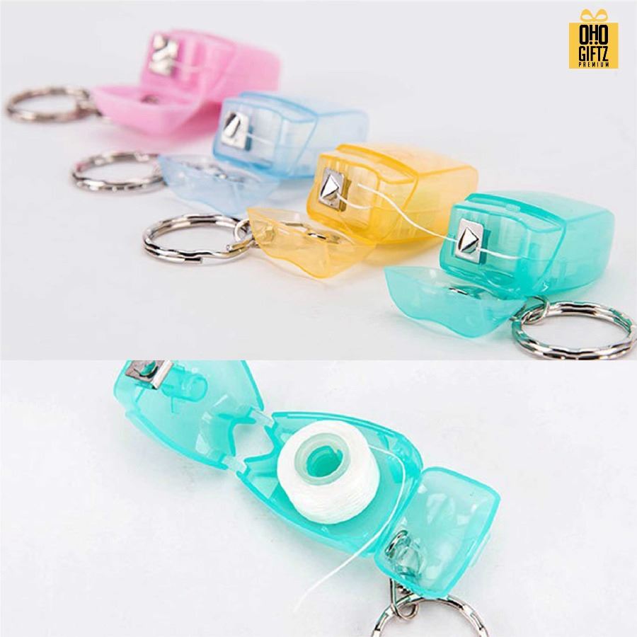 พวงกุญแจไหมขัดฟันพกพา สกรีนโลโก้ ทำเป็นของพรีเมี่ยม ของชำร่วยได้