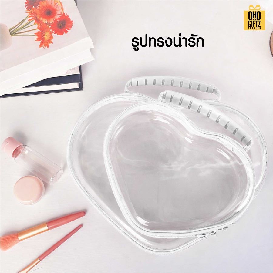 กระเป๋าพลาสติกทรงหัวใจ สกรีนชื่อ สกรีนโลโก้  ทำเป็นของพรีเมี่ยมได้