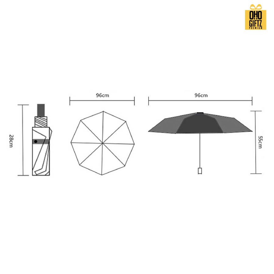 ร่มพับได้ 3 ตอนเปิดอัตโนมัติ สกรีนโลโก้  ทำเป็นของพรีเมี่ยมได้