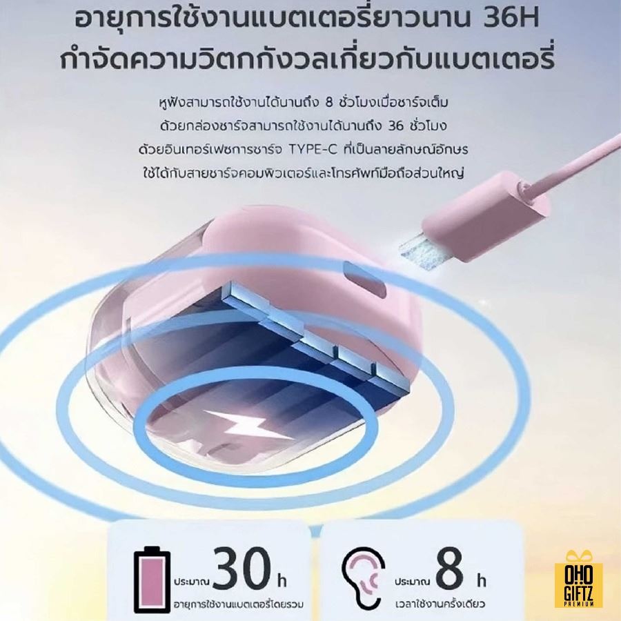 หูฟังบลูทูธไร้สาย หูฟังลูทูธ หูฟัง TWS กันน้ำ IPX5 เสียงดีมาก HiFi มินิน่ารัก มีไมโครโฟน บลูทูธเวอร์ชัน 5.3 ล่าสุด สกรีนชื่อ สกรีนโลโก้ ทำเป็นของพรีเมี่ยมได้ 