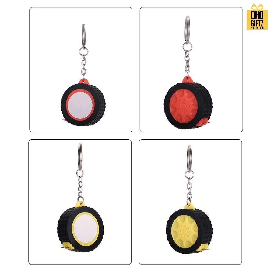 พวงกุญแจสายวัดรูปล้อยาง ติดสติ๊กเกอร์โลโก้ สกรีนโลโก้ ทำเป็นของพรีเมี่ยม ของชำร่วยได้