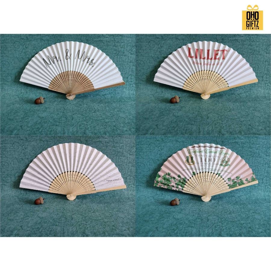 พัดจีนก้านไม้ไผ่ฉลุ พิมพ์ลายไม่จำกัดสี ทำเป็นสินค้าพรีเมี่ยม ของชำร่วย ของที่ระลึกได้