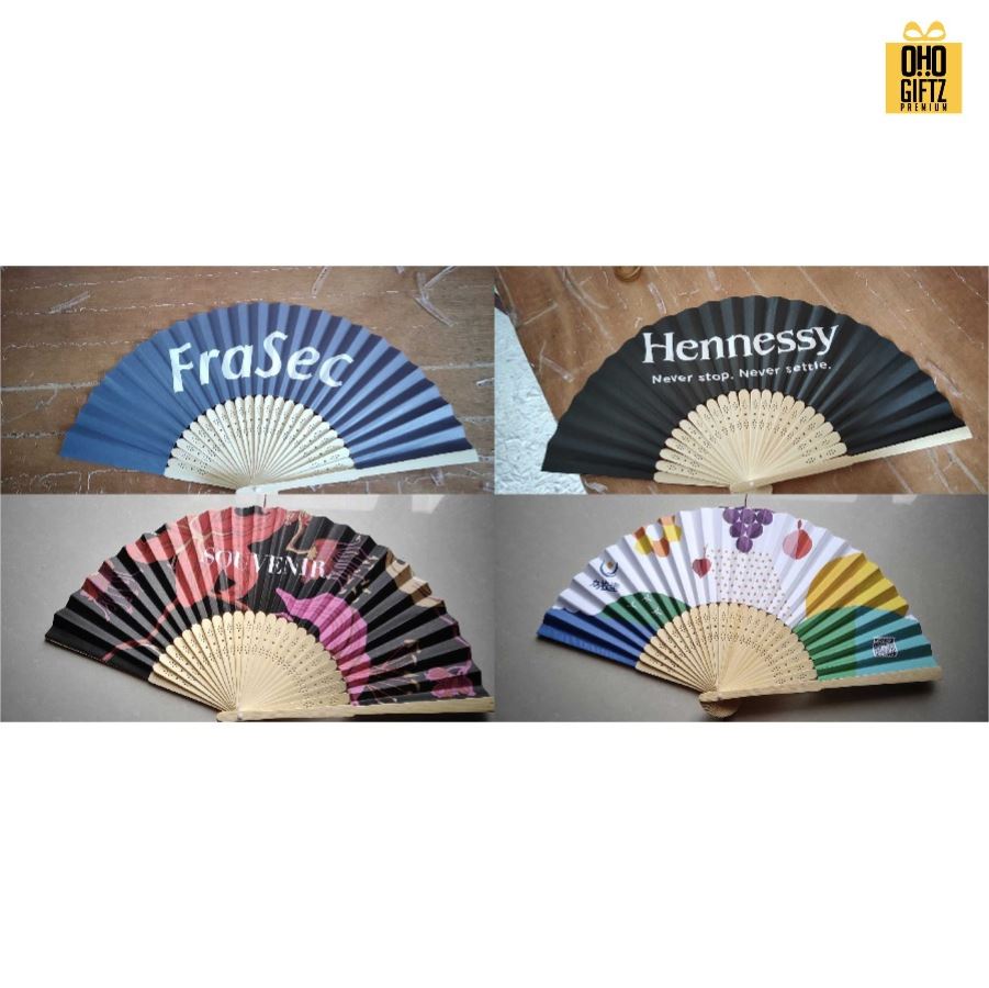 พัดจีนก้านไม้ไผ่ฉลุ พิมพ์ลายไม่จำกัดสี ทำเป็นสินค้าพรีเมี่ยม ของชำร่วย ของที่ระลึกได้