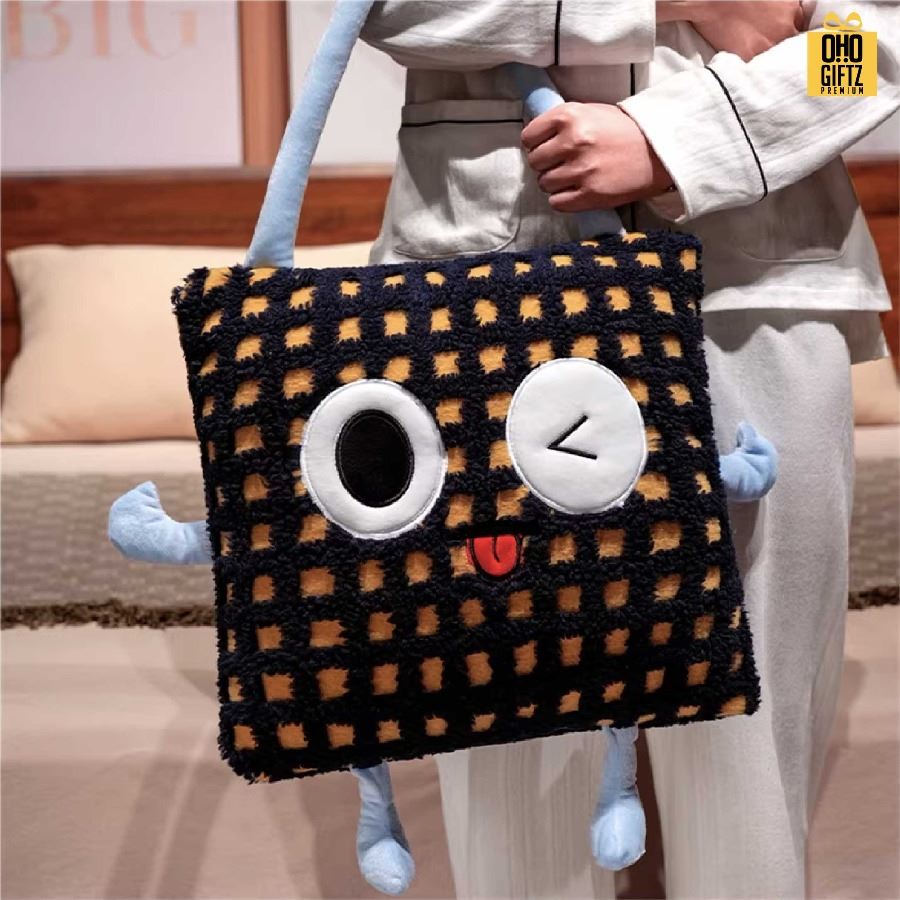 หมอนผ้าห่มตาราง น่ารัก สกรีนโลโก้ ทำเป็นของพรีเมี่ยมได้