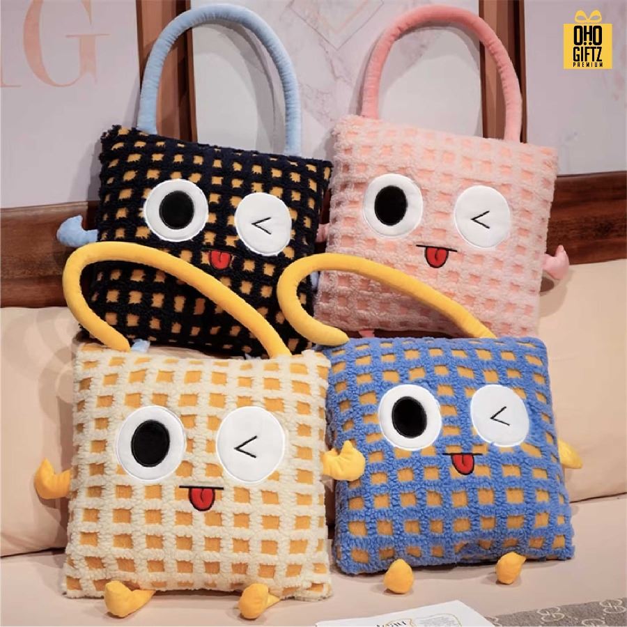 หมอนผ้าห่มตาราง น่ารัก สกรีนโลโก้ ทำเป็นของพรีเมี่ยมได้