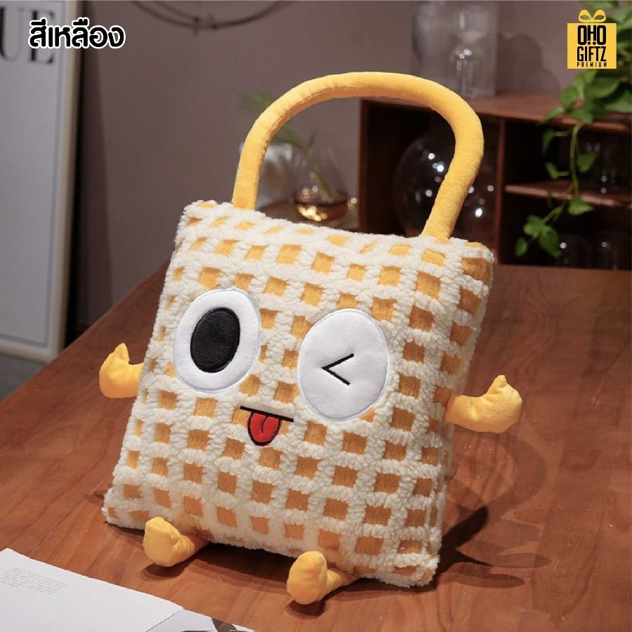 หมอนผ้าห่มตาราง น่ารัก สกรีนโลโก้ ทำเป็นของพรีเมี่ยมได้