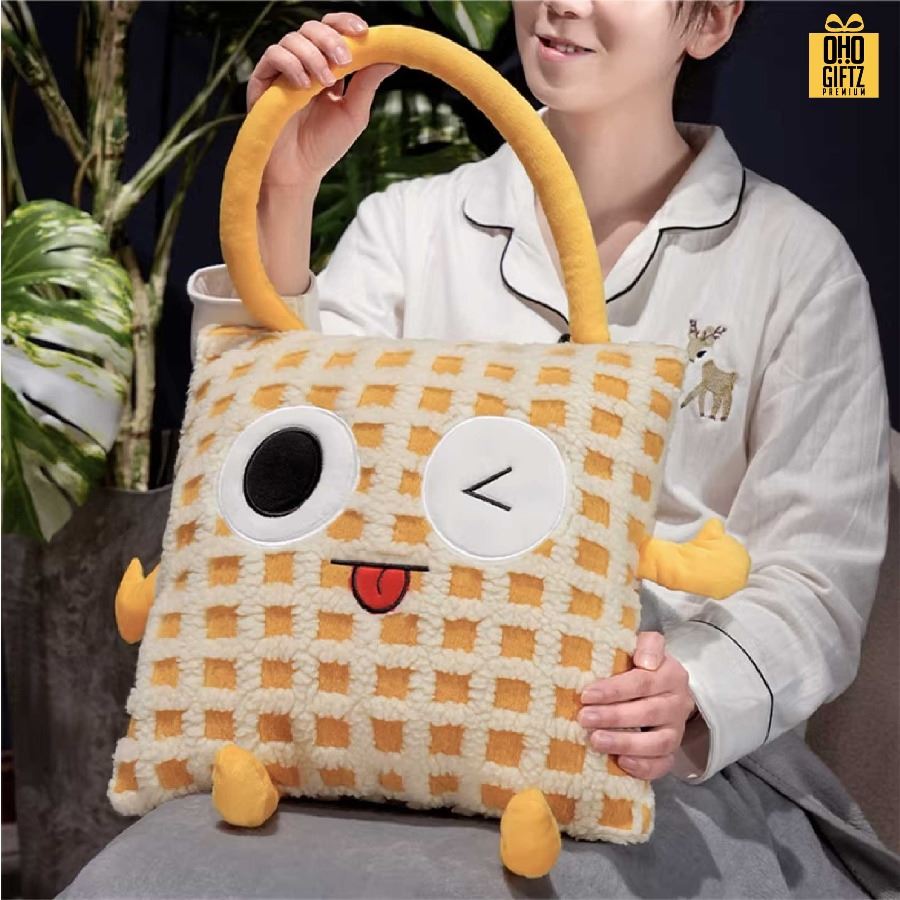 หมอนผ้าห่มตาราง น่ารัก สกรีนโลโก้ ทำเป็นของพรีเมี่ยมได้