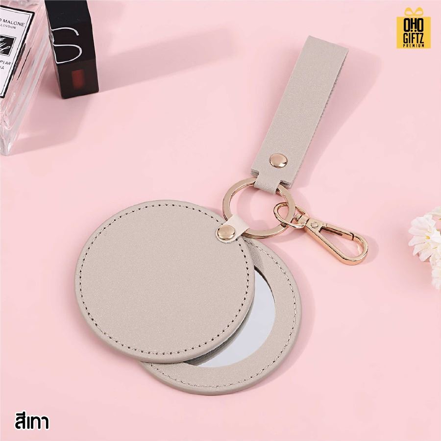 พวงกุญแจหนังกระจก PU สกรีนโลโก้ ทำเป็นของพรีเมี่ยม ของชำร่วยได้