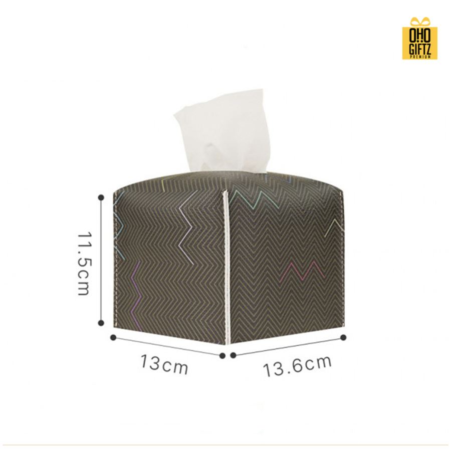 กล่องกระดาษทิชชูหนัง PU สกรีนโลโก้ ทำเป็นของพรีเมี่ยม ของชำร่วยได้