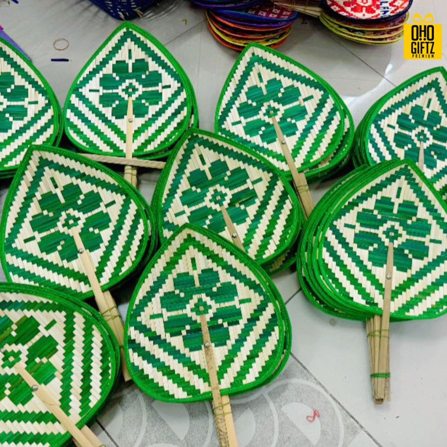 พัดสาน Handmade ทำเป็นสินค้าพรีเมี่ยม ของชำร่วย ของที่ระลึกได้