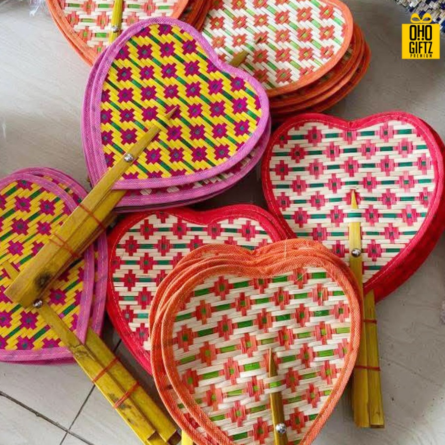 พัดสาน Handmade ทำเป็นสินค้าพรีเมี่ยม ของชำร่วย ของที่ระลึกได้