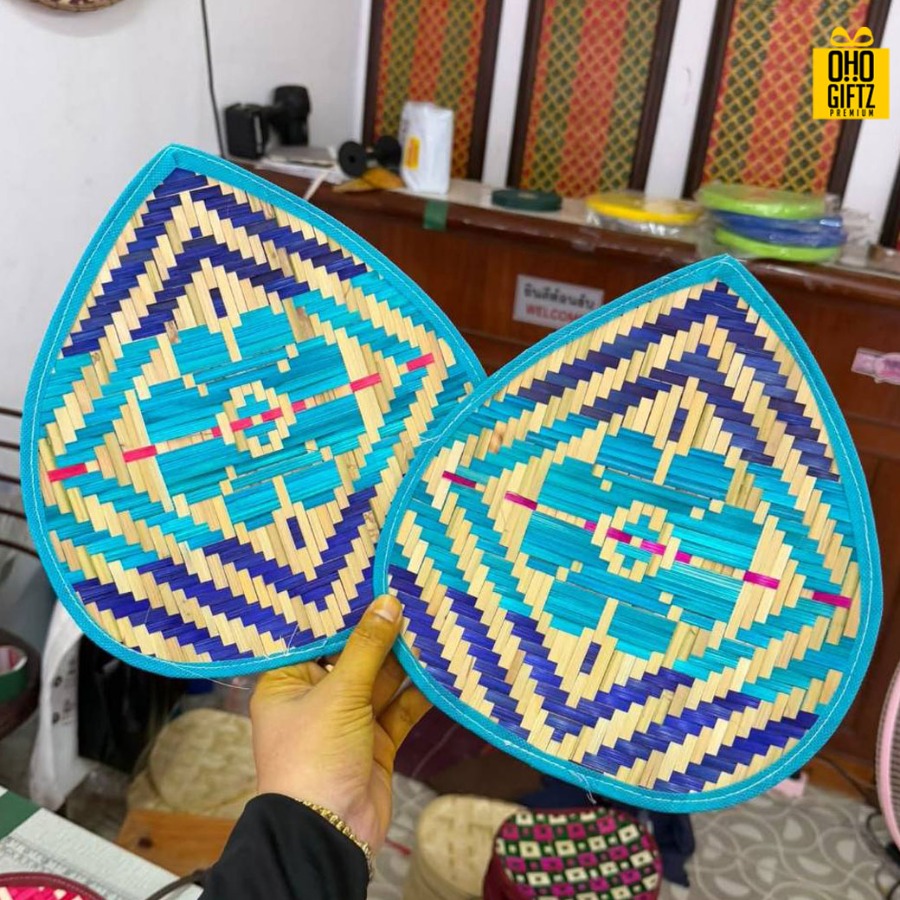 พัดสาน Handmade ทำเป็นสินค้าพรีเมี่ยม ของชำร่วย ของที่ระลึกได้