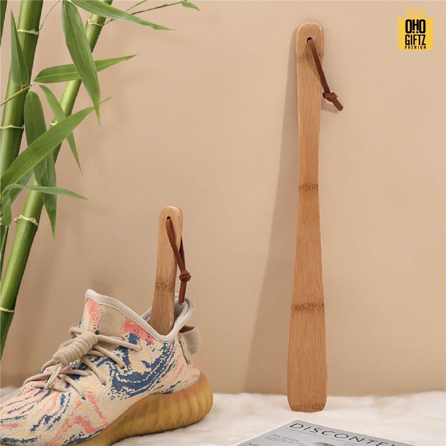 ที่ใส่รองเท้าไม้ไผ่ สกรีนโลโก้ ทำเป็นของพรีเมี่ยมได้