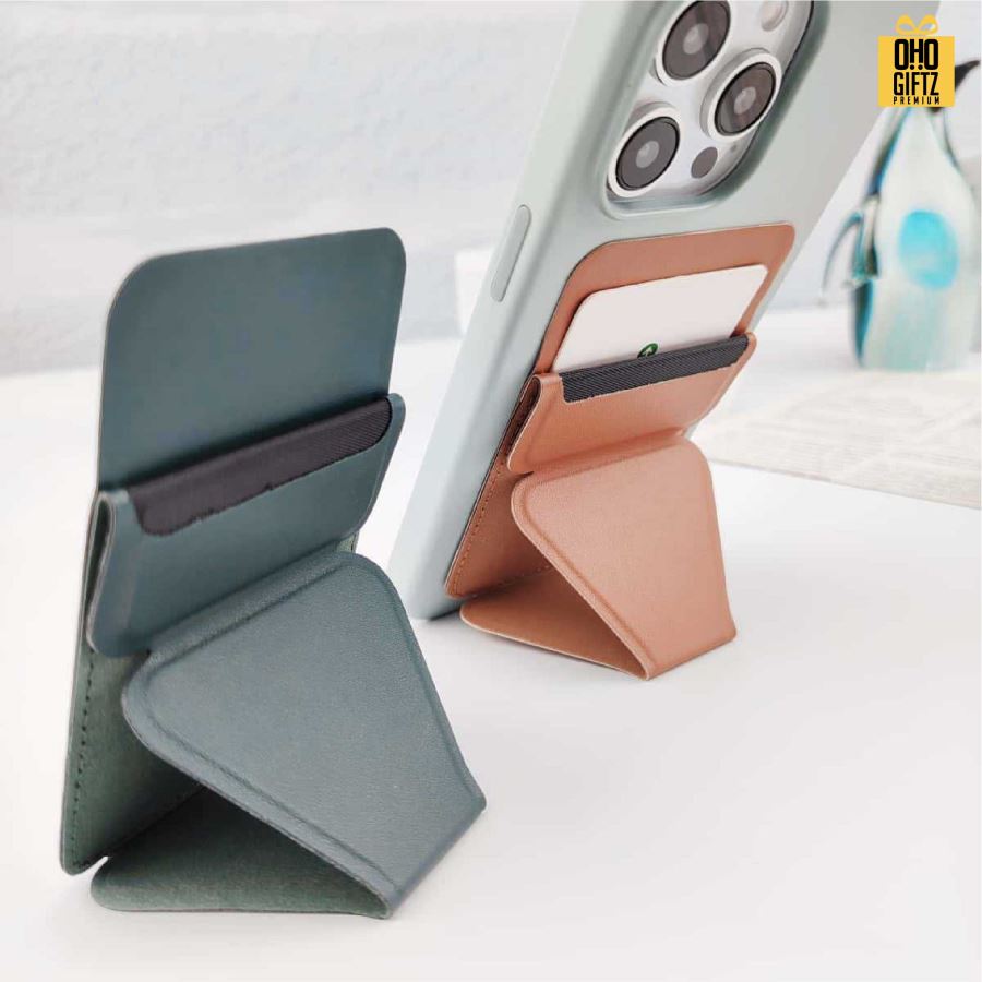 วางมือถือแบบพับได้หนัง PU สกรีนโลโก้ ทำเป็นของพรีเมี่ยมได้