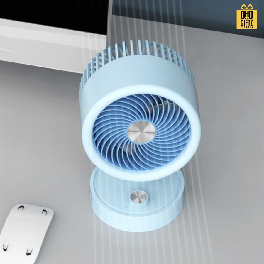 พัดลมตั้งโต๊ะ ชารจ์ USB หัวปรับขึ้นลงได้ สกรีนโลโก้ ทำเป็นของพรีเมี่ยม