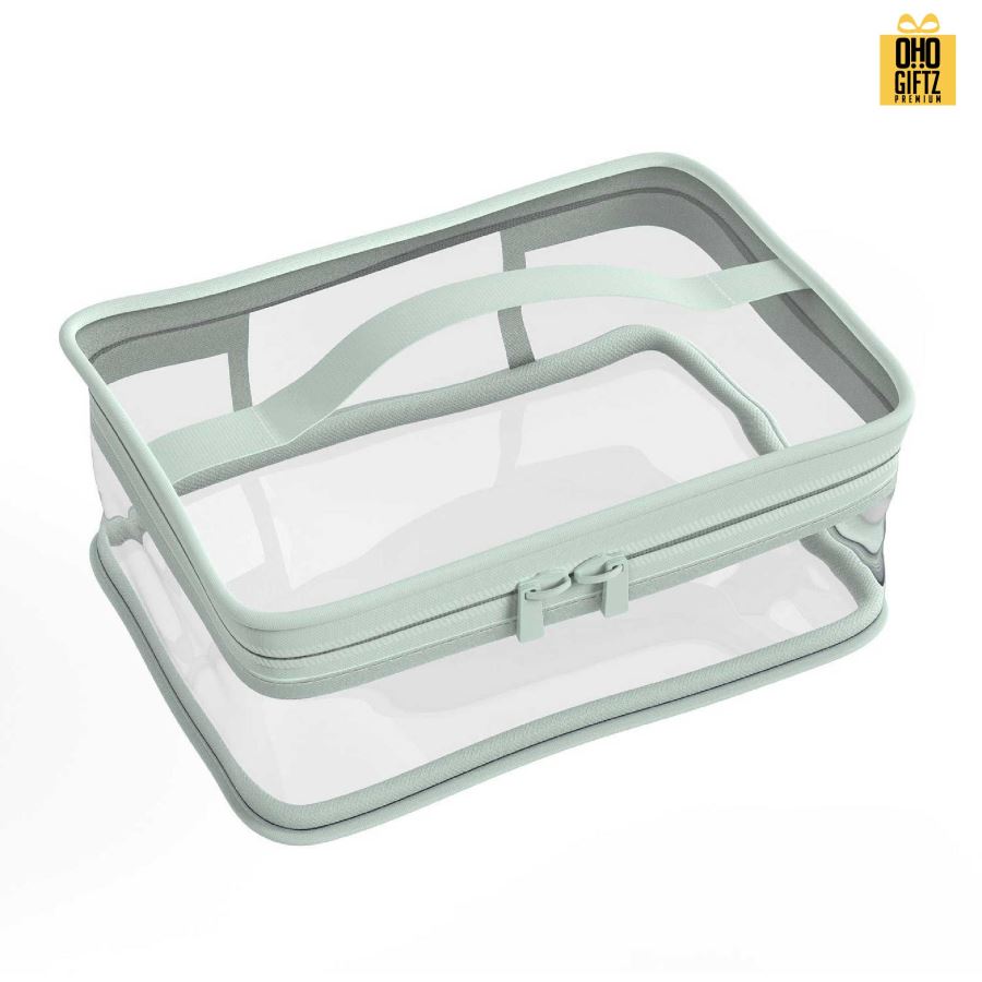 กระเป๋าใส่เครื่องสำอาง PVC สกรีนโลโก้  ทำเป็นของพรีเมี่ยมได้