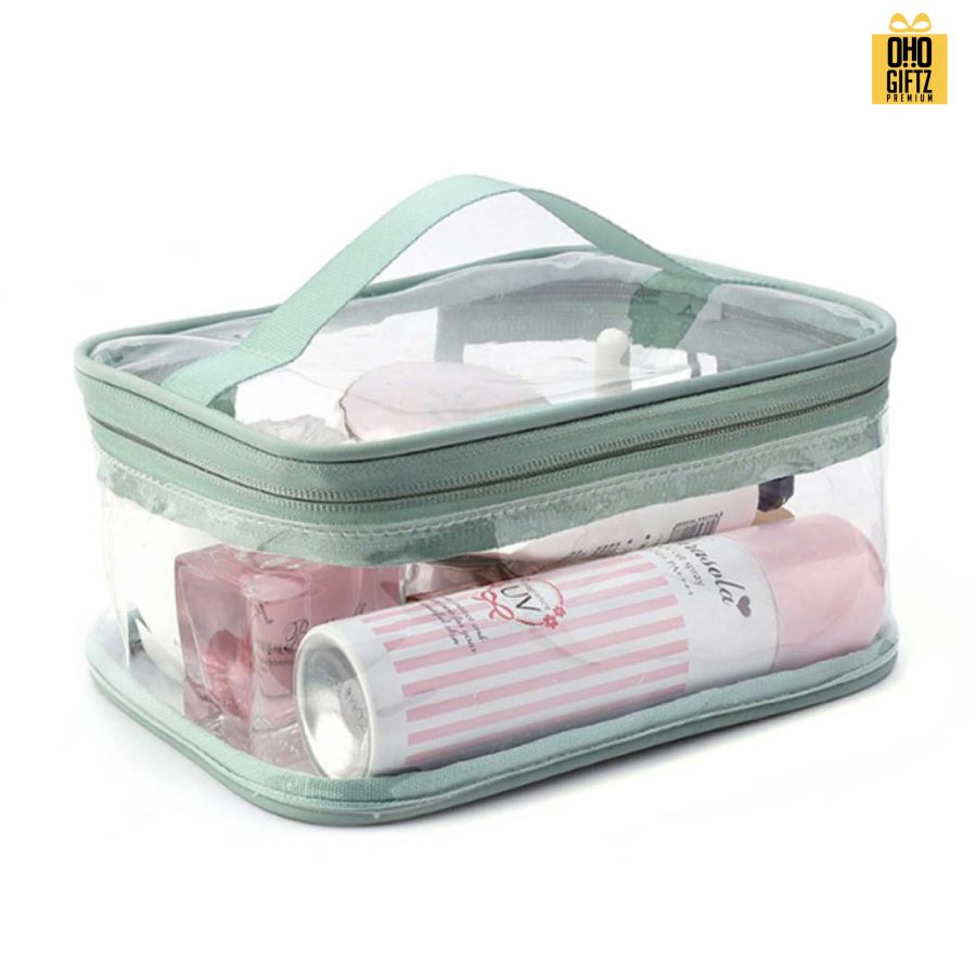 กระเป๋าใส่เครื่องสำอาง PVC สกรีนโลโก้  ทำเป็นของพรีเมี่ยมได้