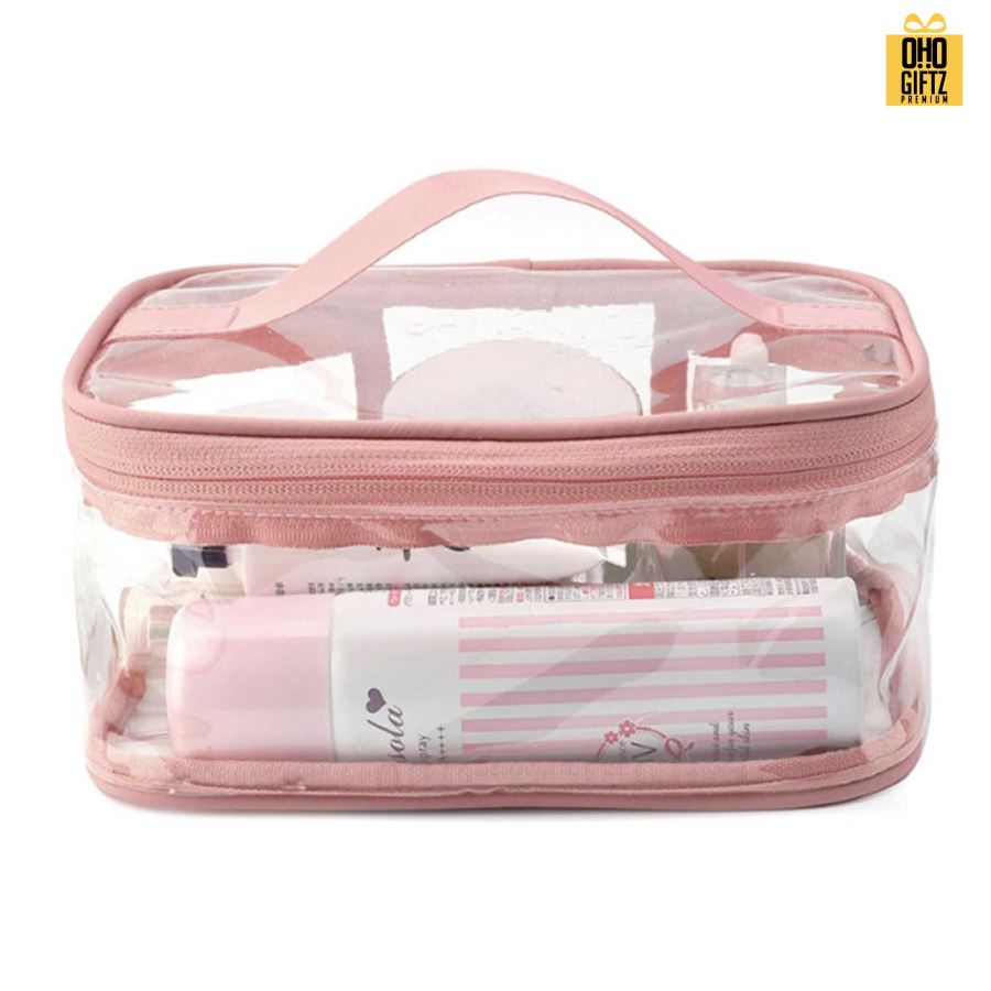 กระเป๋าใส่เครื่องสำอาง PVC สกรีนโลโก้  ทำเป็นของพรีเมี่ยมได้