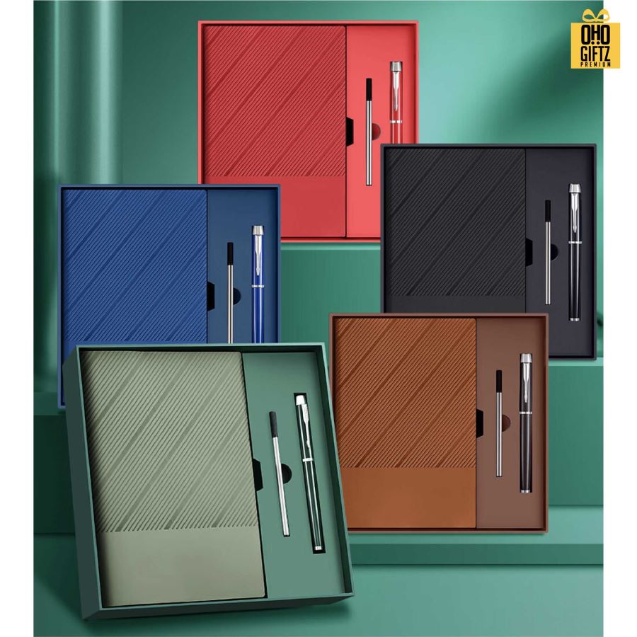 ชุดสมุดโน๊ตพร้อมกล่องของขวัญ สกรีนโลโก้ ทำเป็นของพรีเมี่ยม ของชำร่วย