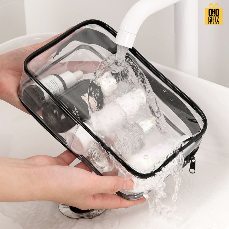 กระเป๋าใส่เครื่องสำอาง PVC สกรีนโลโก้  ทำเป็นของพรีเมี่ยมได้