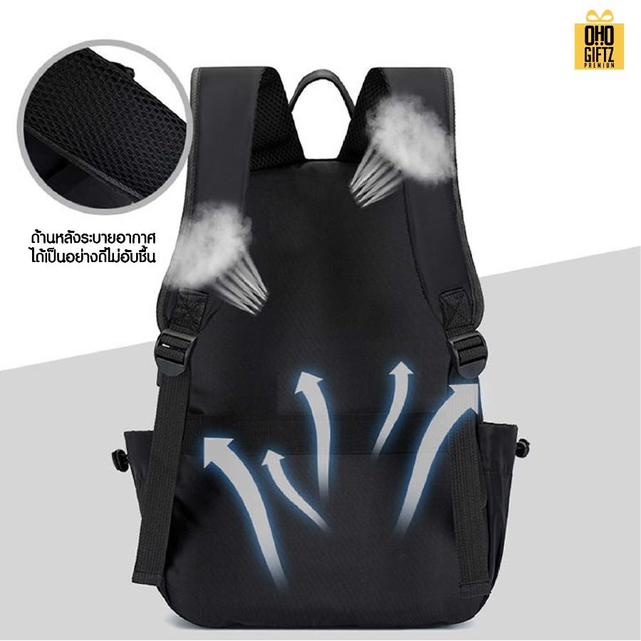 กระเป๋าเป้ใส่ notebook มีช่องเสียบสาย USB ได้ สกรีนโลโก้ ทำเป็นของพรีเมี่ยม ของที่ระลึก
