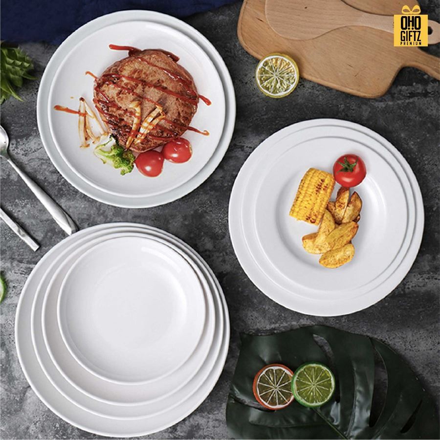 จานเมลามีนทรงกลม สกรีนชื่อ สกรีนโลโก้ทำเป็นของพรีเมี่ยมได้