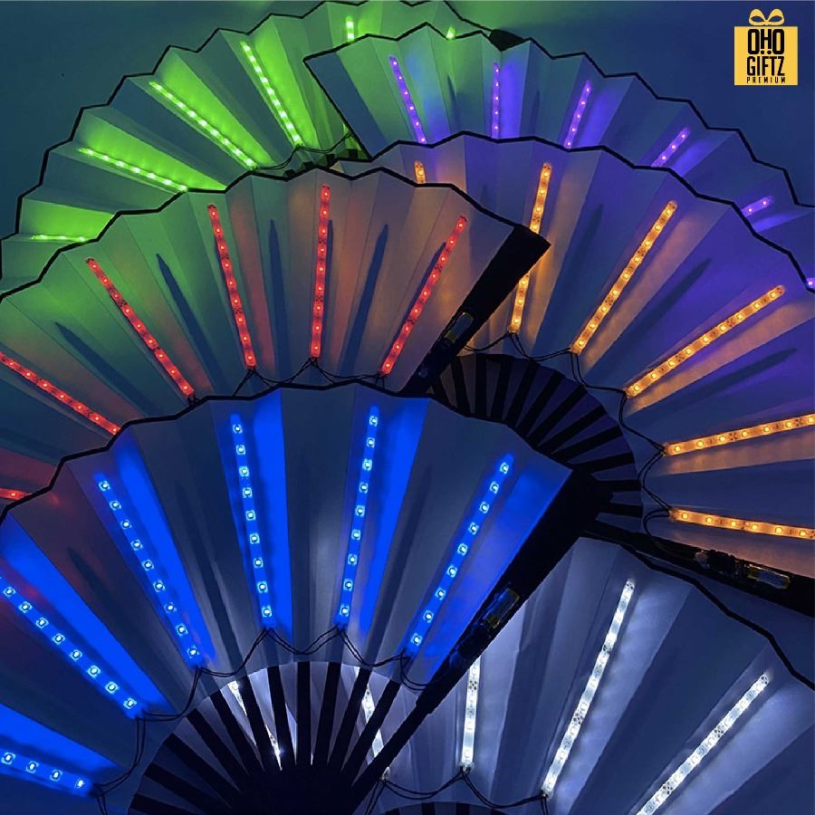 พัดจีนมีไฟ LED พิมพ์ภาพได้ไม่จำกัดสี ทำเป็นสินค้าพรีเมี่ยม ของชำร่วย ของที่ระลึกได้