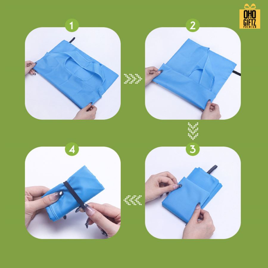 กระเป๋าผ้าม้วนเก็บได้ สกรีนโลโก้ ทำเป็นของพรีเมี่ยม ของที่ระลึกได้