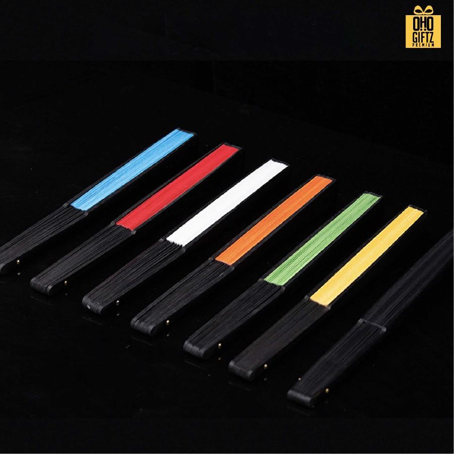 พัดจีนสีพื้น สำหรับเพ้นท์พู่กัน เลเซอร์ด้ามได้ ทำเป็นสินค้าพรีเมี่ยม ของชำร่วย ของที่ระลึกได้