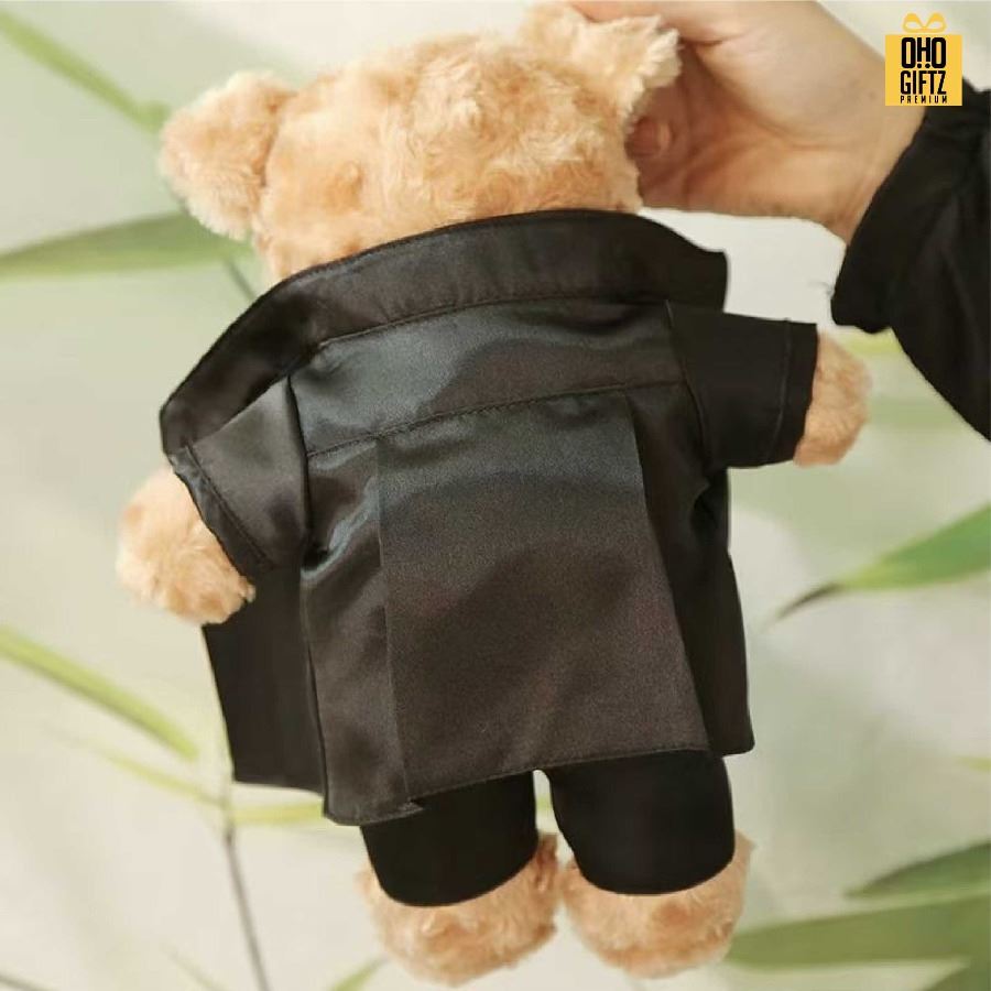 ตุ๊กตาหมีสูทดำ สกรีนโลโก้ ทำเป็นของพรีเมี่ยมได้ 